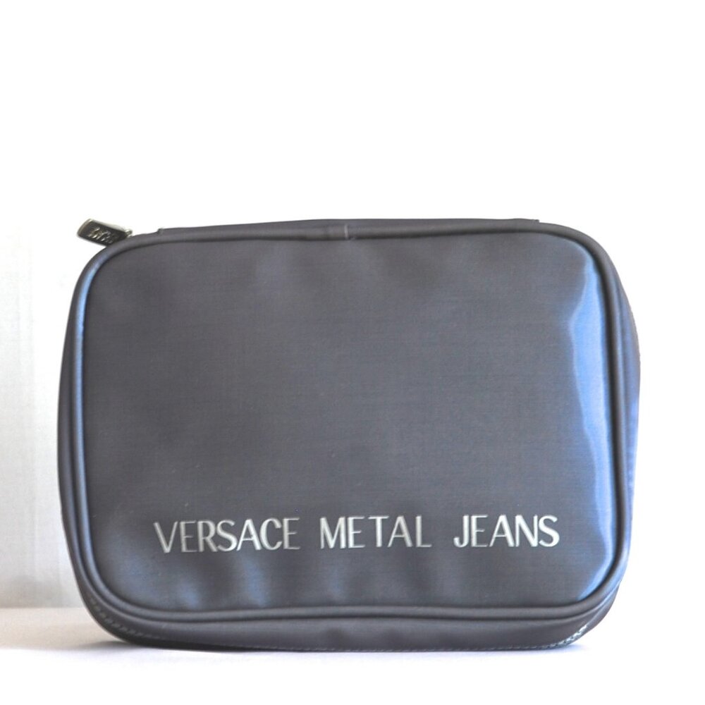 Versace Metal Jeans Silver Tone Make-Up Bag